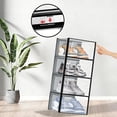 thumbnail image 5 of DQQKMM Shoe Storage Box, Clear Shoe box Plastic Stackable Shoe Organizer for Closet, Space Saving Foldable Shoe Rack Sneaker Container Bin Holder (black, X-Large-15pack), 5 of 9