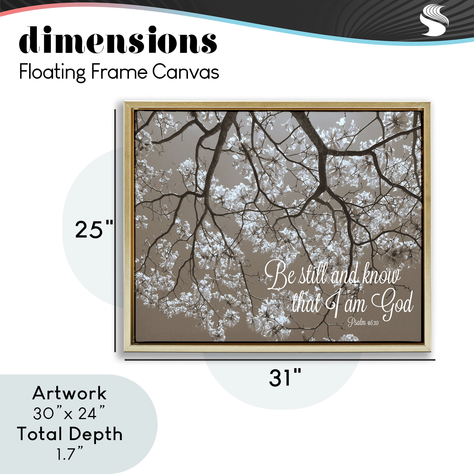Stupell Industries Be Still Apple Blossoms Gold Framed Floater Canvas Wall Art, design by Gail Peck