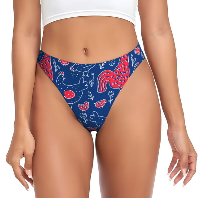 Fotbe Chicken and Rooster Tanga Sin Costuras para Mujer con Estampado – Panties Invisibles, Transpirables y Cómodos para Uso Diario-4X-Large
