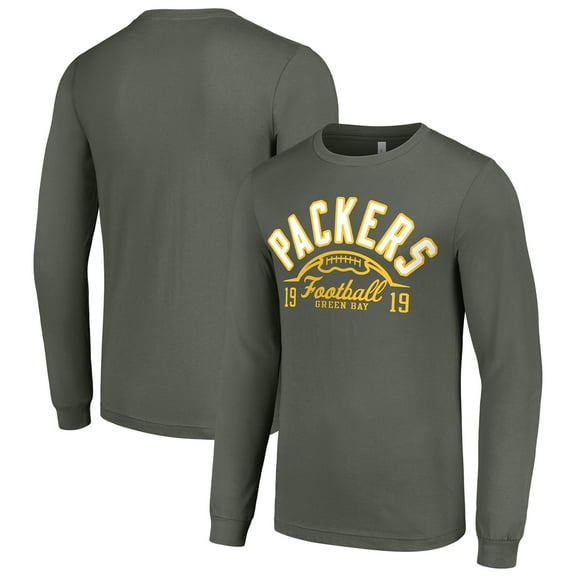 Men's Starter  Green Green Bay Packers Half Ball Team Long Sleeve T-Shirt
