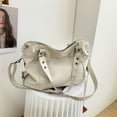 thumbnail image 3 of Yucurem Leather Handbag Big Casual Mommy Travel Shopper Tote Crossbody Bag (White), 3 of 10
