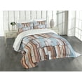 thumbnail image 3 of Ambesonne Rustic Quilted Bedspread Set 3 Pcs, Rusty Screw Wooden Style, King Size, Brown White and Blue, 3 of 5