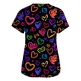 thumbnail image 4 of Stichou Womens Valentines Scrub Tops Plus Size Love Heart Graphic Funny Short Sleeve Nurse Working Uniforms Soft V-Neck Workout T Shirts with Pockets Earthy Yellow 3XL, 4 of 6