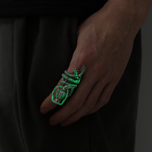 PTOOTP Punk Dragon Ring for Men Alloy Material Luminous