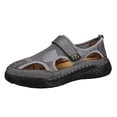 thumbnail image 2 of Domuza Men's Summer Casual Comfortable Closed Toe Leather Handmade Sandals Outdoor Fisherman Beach Shoes For Outdoor Walking Driving Gray 10 (EU-45), 2 of 3