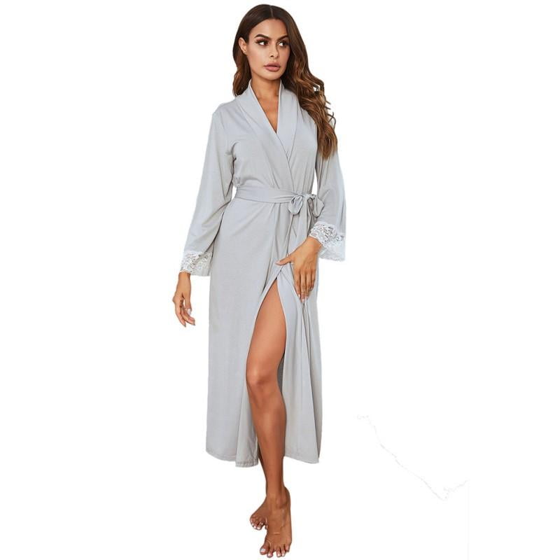 VOOMALL Kimono Robes for Women Lightweight Robes Knit Long Bathrobe Soft Sleepwear Ladies Loungewear Robes S-XXL 