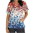 thumbnail image 3 of Gamivast Scrubs for Women Patriotic Star Print V-Neck Short Sleeve Nursing Scrubs with Pockets Quick Dry Moisture Wicking Scrub Tops Nursing Uniform, 3 of 5