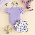 thumbnail image 5 of TOWED22 Newborn Baby Girl Outfit Letter Print Short Sleeve Bodysuit Romper Shirt Bloomers Shorts Set Summer Clothes(Purple,6-9 M), 5 of 6