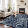 thumbnail image 2 of 8'x10' Area Rugs, Boho Blue Indoor Outdoor Area Rug for Living Room Bedroom, Vintage Ethnic Modern Geometric Abstract Washable Bathroom Rugs Kitchen Floor Carpet Mats Home Decor Aesthetic, 2 of 8