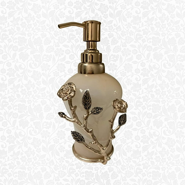 DecozenThe Vintage Rose Collection Designer Soap Dispenser Brass and