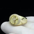 thumbnail image 2 of 2Ct Round Cut Real Moissanite Cluster Cross Wedding Ring 14K Yellow Gold Plated, 2 of 4