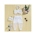 thumbnail image 3 of Qmyliery Kids Girls Casual Suit, Solid Color Sleeveless Backless Halter Tops+See-Through Long Pants, 3 of 9