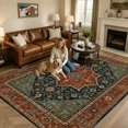 thumbnail image 2 of Vintage Washable Area Rug 5 x 7 ft Southwestern Traditional Red Floral Geometric Boho Soft Non‑Slip Rugs Stain Repellent Indoor Mats for Living‑Room, Formal Dining Room, Recreation Room, 2 of 9