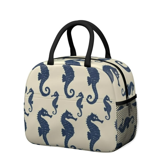 Obrewu Ocean Seahorse Lunch Bag for Adult, Insulated, Leakproof, Oxford Cloth