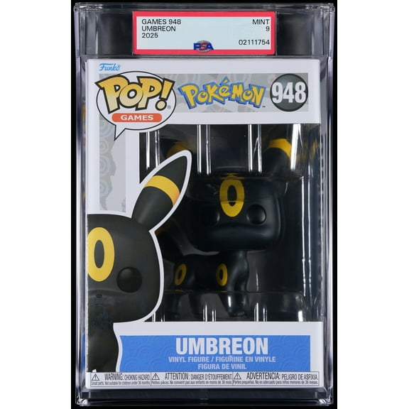 Bundle with PSA 9 MINT Graded Umbreon #948 Pokemon Collectible Vinyl Figure - Fully Encapsulated with Compatible Funko Pop! PSA Hard Protector Case