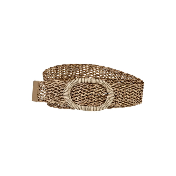 CINTURONES DE CINTURA DELGADA PARA MUJERES INSPIRADOS EN CHIC, CINTURONES BOHEMIOS TEJIDOS Y TRAMADOS CON HEBILLA DE METAL 22.83-37.01" Marrón