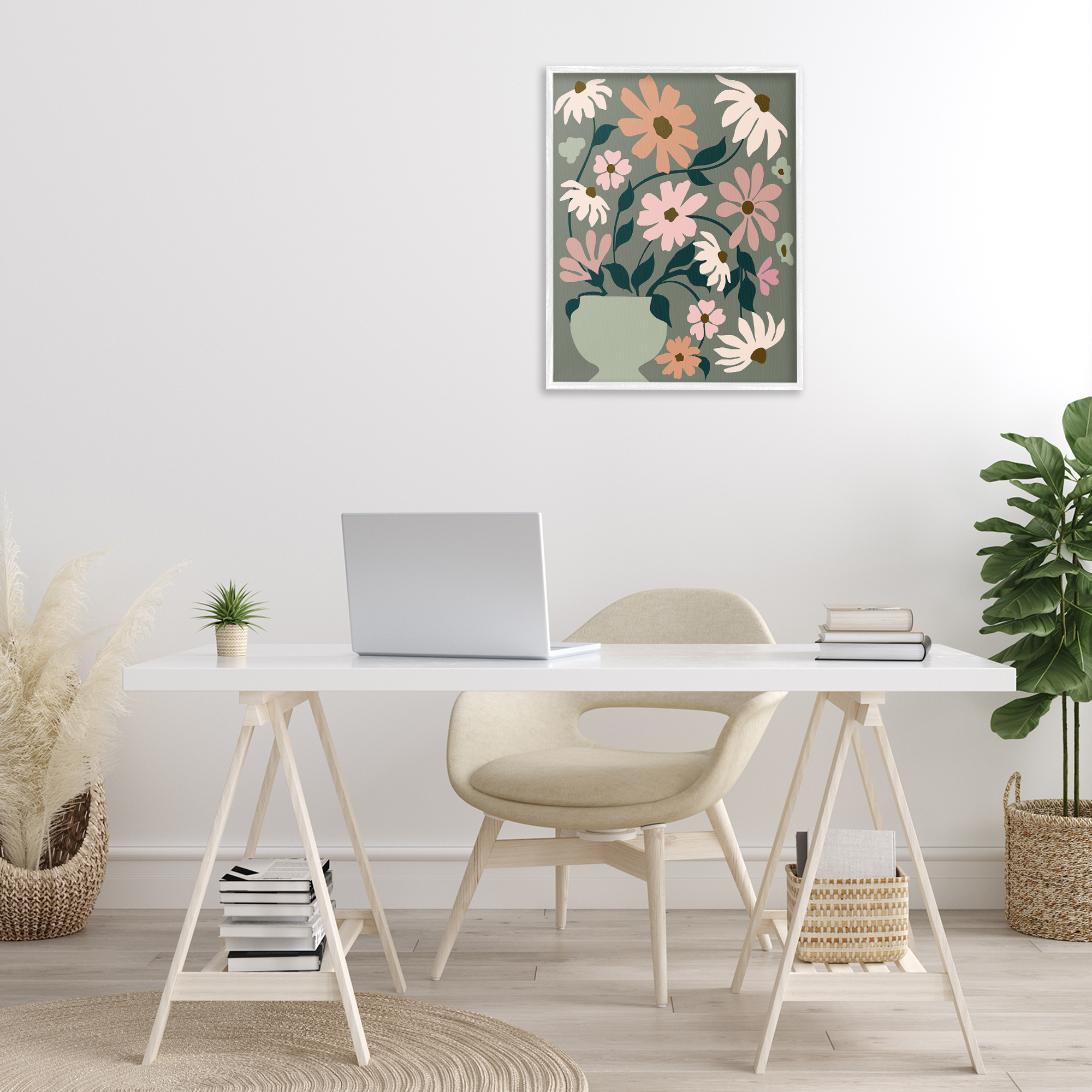 Stupell Industries Gerbera Daisy Bouquet Botanical & Floral Painting White Framed Art Print Wall Art, 24 x 30