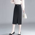 thumbnail image 1 of Falda de Traje de Tubo Recto con Abertura Falda Pantalones Profesionales Negros para Mujer Primavera y Otoño Nueva Falda de Media Longitud Cangurera Alta Falda de Cadera Falda de Trabajo, 1 of 9