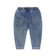 thumbnail image 2 of KIDSCOOL SPACE Toddler Little Kid Ripped Holes Elastic Waist Plaid Lining Jeans, 2 of 5
