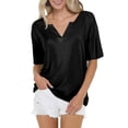 thumbnail image 2 of Sweet Home Farm V Neck T Shirts for Women Summer Tops Vacation Trendy Boho Short Sleeve Casual Loose Comfy Tunic Clothes Short Sleeve Shirts for Women Black, 2 of 5