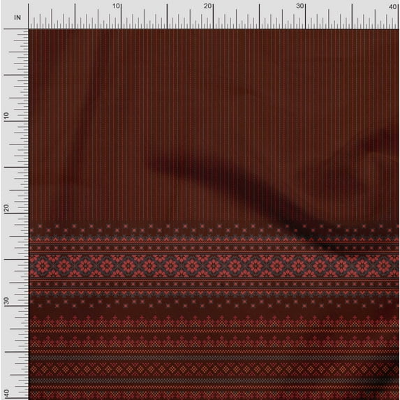 Soimoi Cotton Voile Fabric Stripe & Aztec Panel Printed Fabric 1 Yard 56 Inch Wide