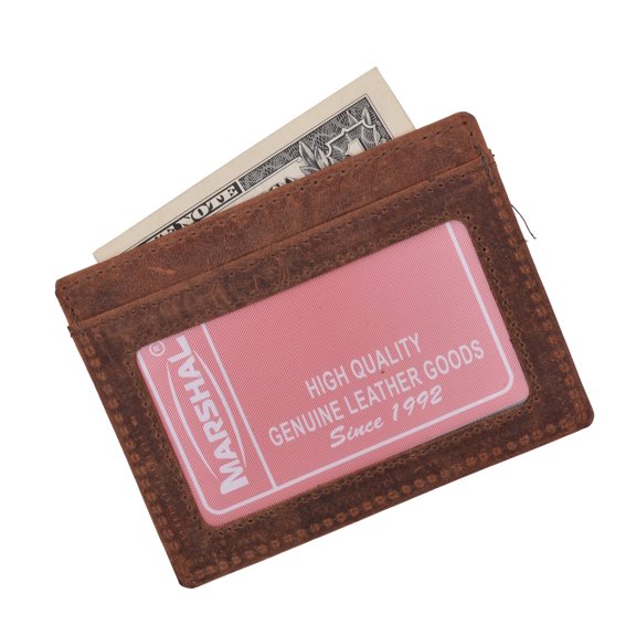 Mens Slim Vintage Genuine Leather RFID Blocking Front Pocket Wallet Thin Card Holder RFID370HTC