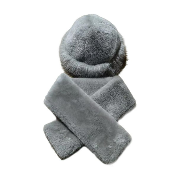 Sombrero de pescador con bufanda, gorro térmico informal para nieve, ideal para caminatas, acampadas y excursiones. gris claro