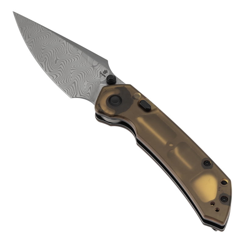 Tenable Fenrir Folding Pocket Knives 3.4“ Damacus Blade,Amber PEI Handle,B1034H6