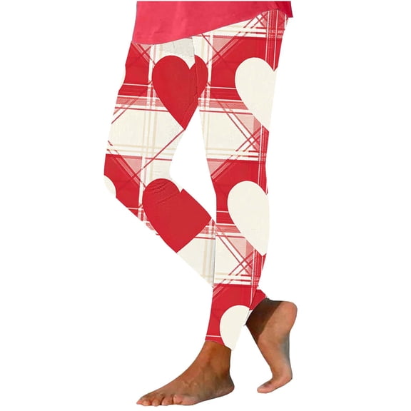 Babcutegg Womens Valentine's Day Yoga Pants Gym Pants Graphic Pattern High Waist Lightweight Tight Fitting Sport Clothes for Women Multicolor Size L