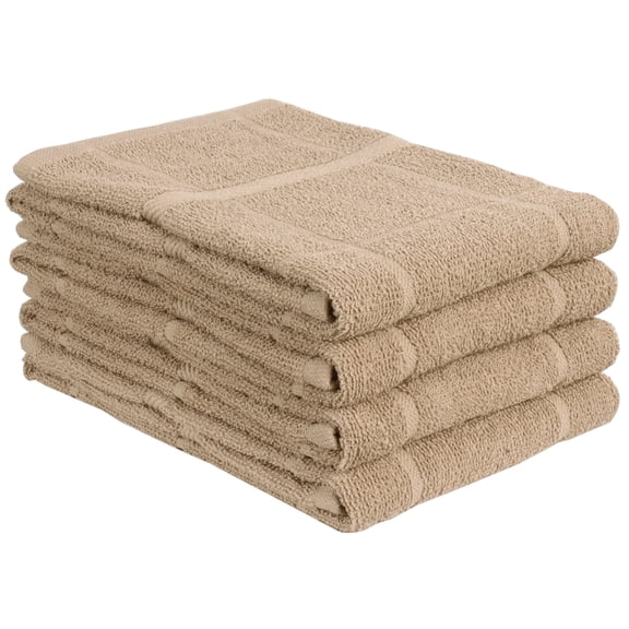 MALLOWEX 100% Cotton Kitchen Towel Set of 4, 16x26 in - Ultra Soft Absorbent & Quick Dry Hand Towels for Kitchen, Tan