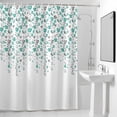 thumbnail image 4 of Teal Turquoise Grey Floral Fabric Shower Curtain Spring Flowers Washable Shower Curtains for Bathroom, Waterproof Bath Curtain with Hooks Home Decor 36x72in, 4 of 8