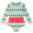 thumbnail image 2 of WOLLED 1-5Y Baby Toddler One Piece Zipper Front Swimsuits for Girls Long Sleeve Rash Guard Bathing Suit UPF 50+ Floral Beach Swimwear, 2 of 11