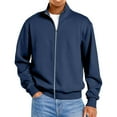 thumbnail image 2 of LTTVQM Men's Fleece Jacket Casual Zip up Lightweight Collar Sweatshirts Athletic Outdoor Sweater Jackets Fall Winter Outfit Navy 3XL, 2 of 5