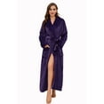 thumbnail image 3 of LYCY Womens Long Fleece Robe Soft Plush Robes for Women Warm Bathrobes Comfy House Coat Full-length（Dark Purple, Small-Medium）, 3 of 5
