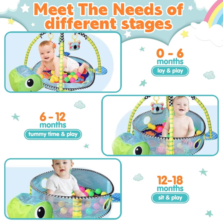 KOPPOP 3-in-1 Baby Play Gym with Ocean Ball Pit and Mat photo 8