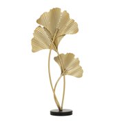 14 x 24 Gold Metal Curved Ribbed Leaf Sculpture with White Accent, by DecMode