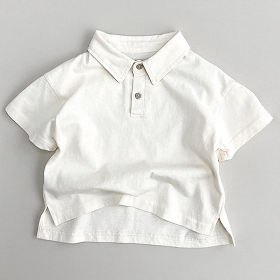 Kids Solid Short Sleeve Polo Shirt Side Split Casual Cotton Blend Tops For Toddler Boys Girls Spring Summer Daily Wear 1-8Y