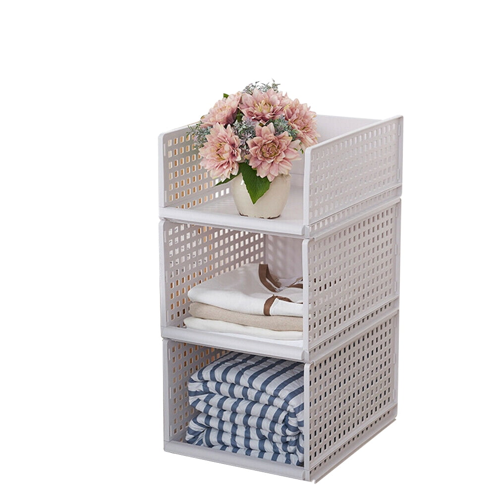 Wardrobe Storage Basket White Hollow Nordic Style Layered Detachable