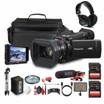 Panasonic HC-X1200 UHD 4K HDMI Lightweight Compact Camcorder with 24x Zoom (HC-X1200) Mic Monitor Pro HeadPhones Case LED Light Tripod 2 x 64GB Memory Card USB-C Cable More