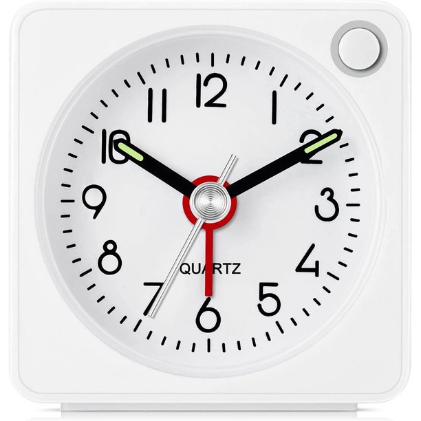 Reloj despertador analógico, clásico reloj despertador analógico de viaje con función de repetición y luz, mini reloj despertador, tamaño compacto, reloj despertador que no hace tictac, silencioso