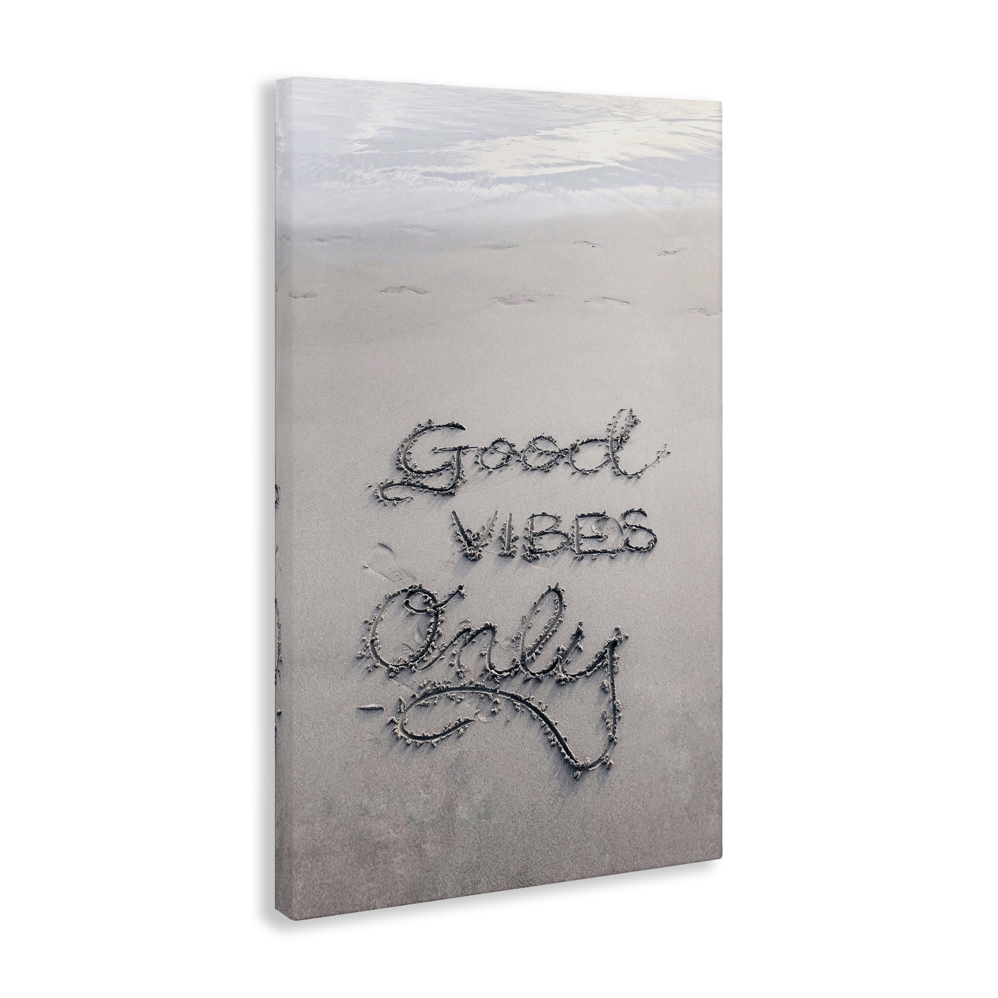 Stupell Industries Good Vibes Only in Sand Nautical & Beach Photography Wrapped Canvas Art Print Wall Art, 20 x 30