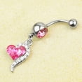 thumbnail image 4 of Ruanlalo Shiny Rhinestone Dangle Love Heart Barbell Navel Belly Bar Button Ring Piercing Sapphire Blue, 4 of 6