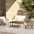 thumbnail image 2 of 4-Piece Outdoor Conversation Set with Water-Repellent Cushions and Woven Rope Design / Easy to Clean and Maintain, 2 of 7