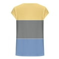 thumbnail image 5 of aidice Summer Womens Tops Round Neck Cap Sleeve Comfy Casual Tshirts Loose Color Block Daily Blouses Tops, 5 of 5