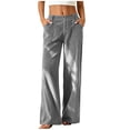 thumbnail image 2 of Bzdzmqm Women's Corduroy Wide Leg High Waisted Pants with Pockets Loose Casual Long Trousers Streetwear Office Basic Lounge Bottoms, Gray XL, 2 of 8