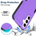 thumbnail image 4 of TJS for Samsung Galaxy S25 FE Phone Case, with Tempered Glass Screen Protector, Heavy Duty Rugged Shockproof Full Body Protection Cover for Samsung S25 FE (Purple), 4 of 6