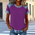 thumbnail image 5 of cocolona Womens Summer Tops Crew Neck Short Sleeve Patchwork T-Shirt Trendy Casual Loose Tees Blouses, 5 of 5