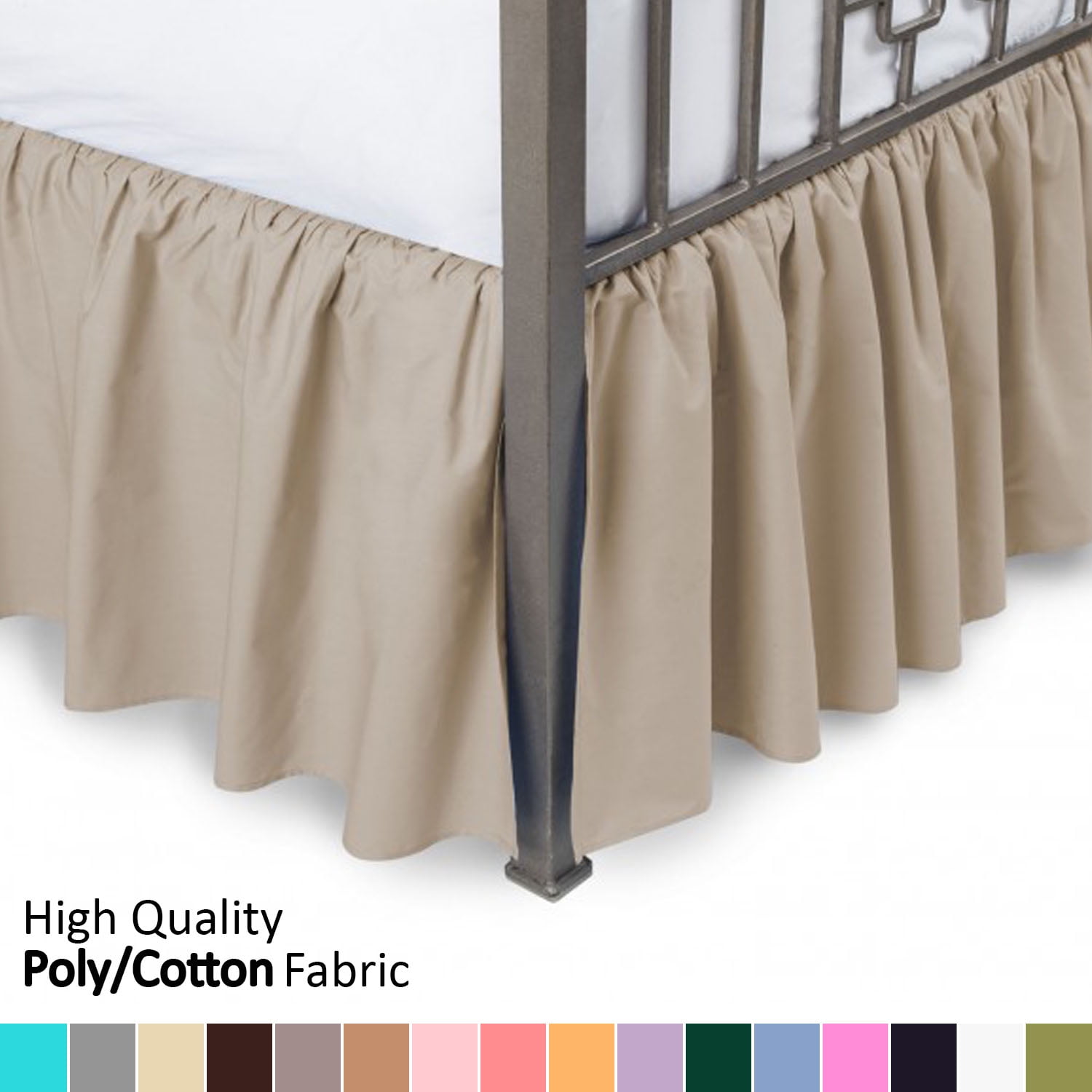 Ruffled Bed Skirt with Split Corners Twin XL, Camel, 18" Drop