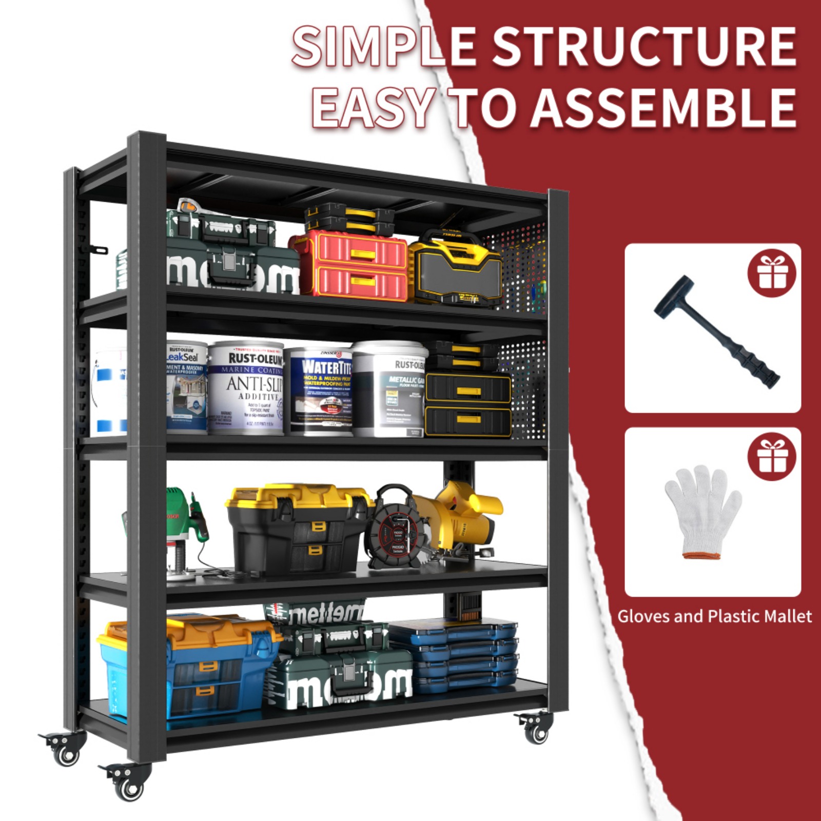 Metal Shelves for Storage Garage Shelving 2000LBS Heavy Duty Storage Shelves Adjustable Garage Shelf Industrial Shelving Unit Storage Utility Rack