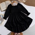 thumbnail image 6 of OJSFQUFP Girls' Spring Summer and Fall Dress: Square Neck Flared Sleeves Ruffled Hem Dress, 6 of 6